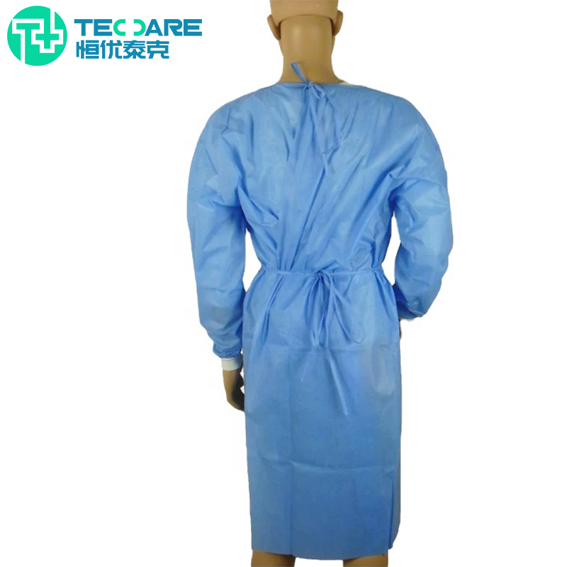 Non-Woven Waterproof Blue Isolation Gown